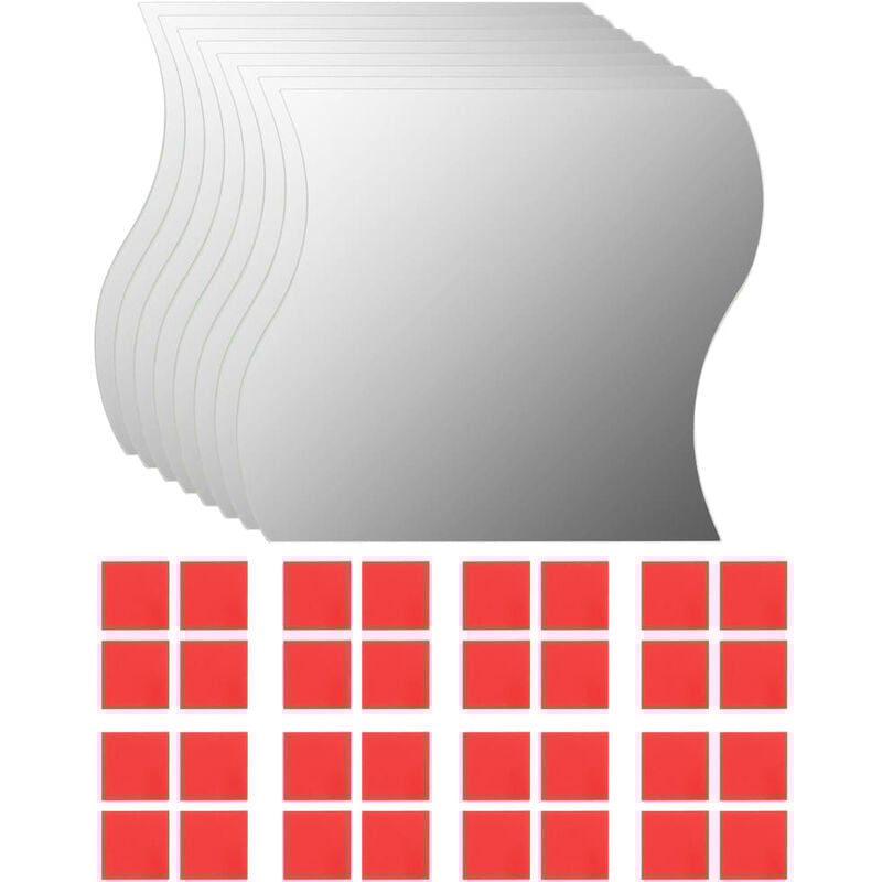 

vidaXL Espejos de pared vidrio ondulado 20x20 cm 8 unidades - Plateado