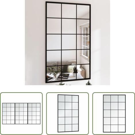 Espejos decorativos -  Espejos de pared 3 uds metal negro 100x60 cm