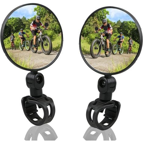 Espejos para bicicleta, 2 piezas Espejos para bicicleta Espejo retrovisor para bicicleta Espejo para manillar de bicicleta Espejo convexo para bicicleta de carretera, para bicicleta, bicicleta de montaña, vehículos de terreno—Negro