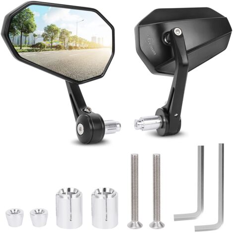 Espejos para motocicleta, espejo retrovisor para motocicleta, espejo lateral para manillar, universal, para scooter, motocicleta, quad, ATV, con marca E aprobada, 1 par