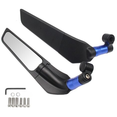 Espejos retrovisores laterales giratorios universales para motocicletas, modificados y ajustables a 90°, con alerón antiviento.