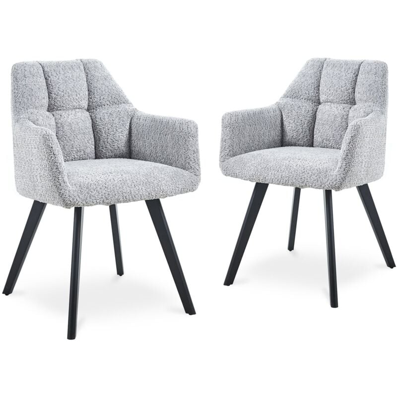 Deco In Paris - espera - Lot de 2 chaises avec accoudoirs effet peau de mouton gris clair espera