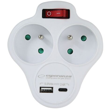 Esperanza elec splitter per prese 2 prese usb c switch usb b bianco