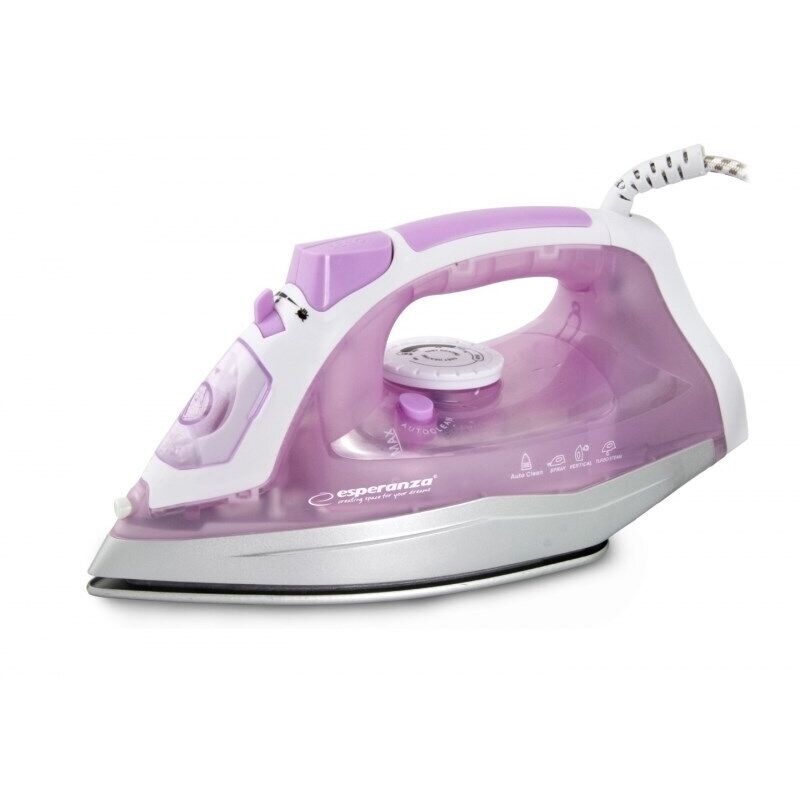 EHI004 fer à repasser Sec & Fer à vapeur Semelle en céramique 2400 w Violet, Blanc - Esperanza