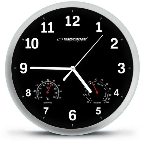 Esperanza Horloge murale EHC016K Lyon Noir, Multicolore, Simple