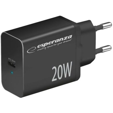 Esperanza quick power charger 20w usb c pd black
