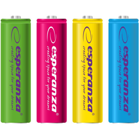 Esperanza Rechargeable Batteries Ni-Mh Aa 2000Mah 4Pcs. Mix Of Colors