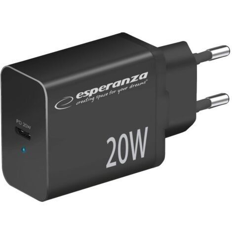 Esperanza schnellladegerat 20 w usb c pd schwarz