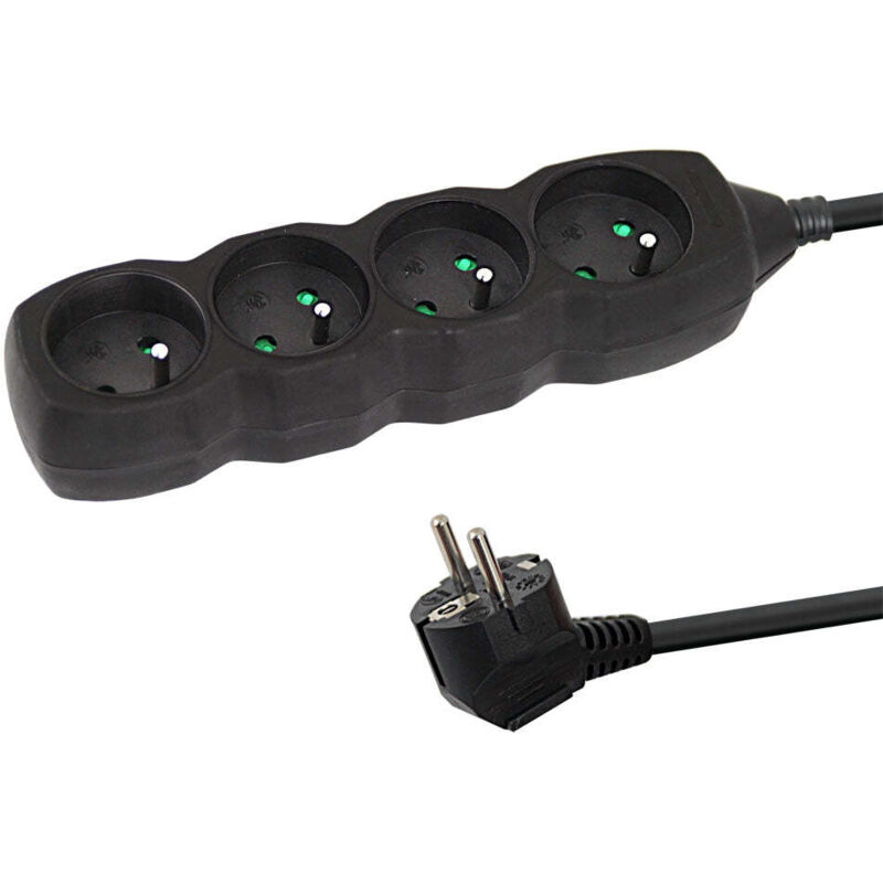 Oem Schwarz Esperanza Steckdosenleiste, 4 Steckdosen, 1,5 M,