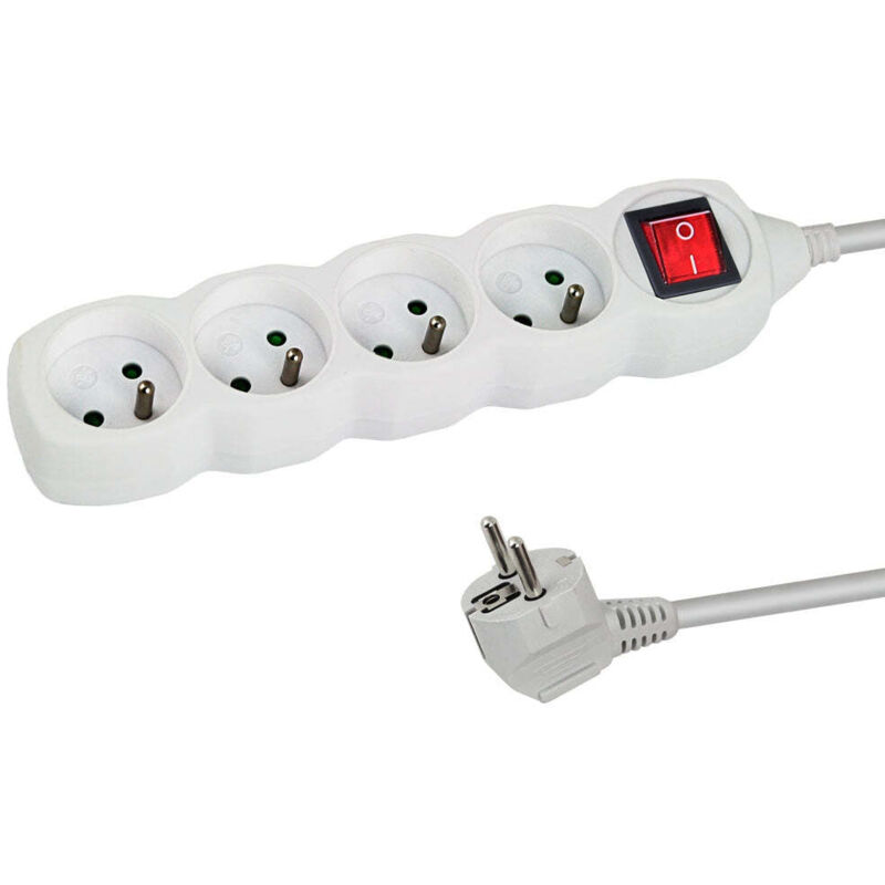 Oem Weiß Esperanza Steckdosenleiste, 4 Steckdosen, Schalter, 1,5 M,
