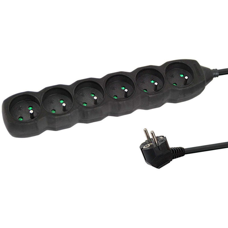 Oem Schwarz Esperanza Steckdosenleiste, 6 Steckdosen, 1,5 M,