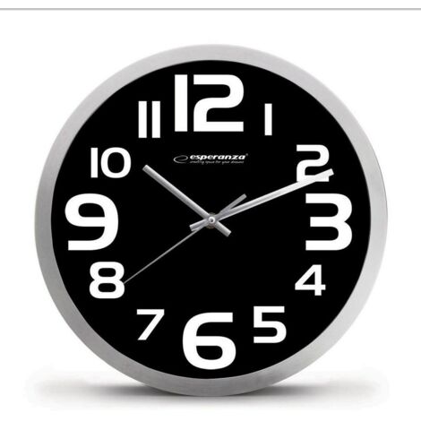 Esperanza Zurich Horloge murale noire et blanche 25 cm