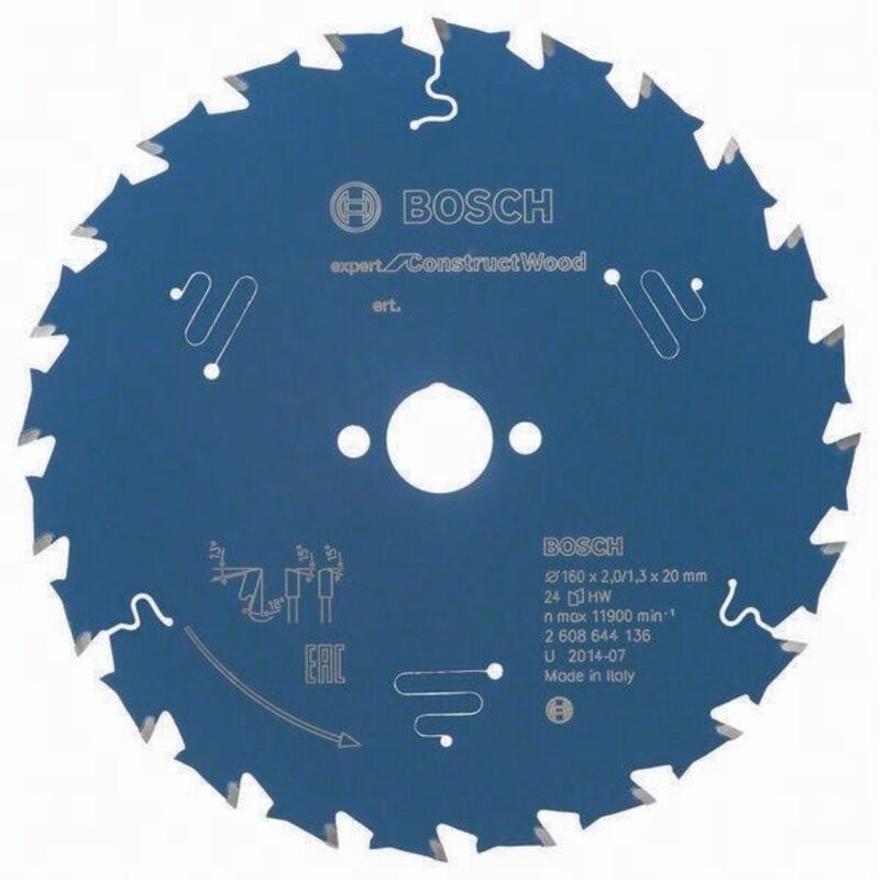 Expert for Construct Lama circolare per legno Ø20mm - 160 x 20 x 2,0 mm, 24 - 2 608 644 136
