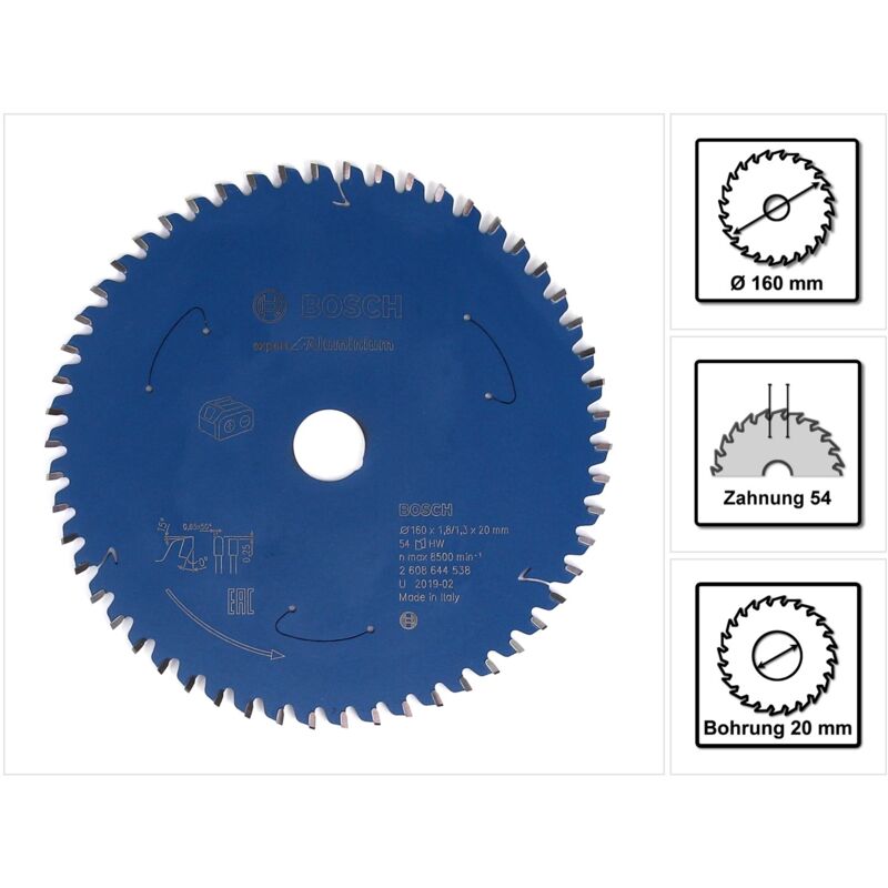 Lama circolare a batteria Expert per alluminio, 160 x 1,8/1,3 x 20, 54 denti