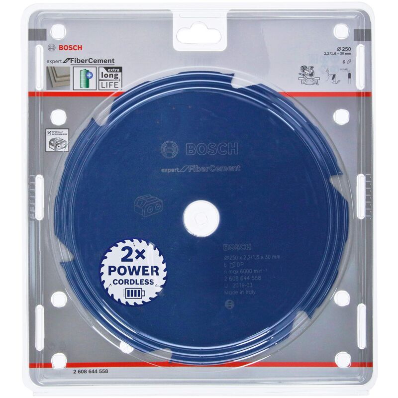 Image of Accessories Lama Per Sega Circolare Expert For Fiber Cement (Fibrocemento, 250 x 30 x 2.2 mm, 6 Denti, Accessorio Per Sega Circolare a Batteria)