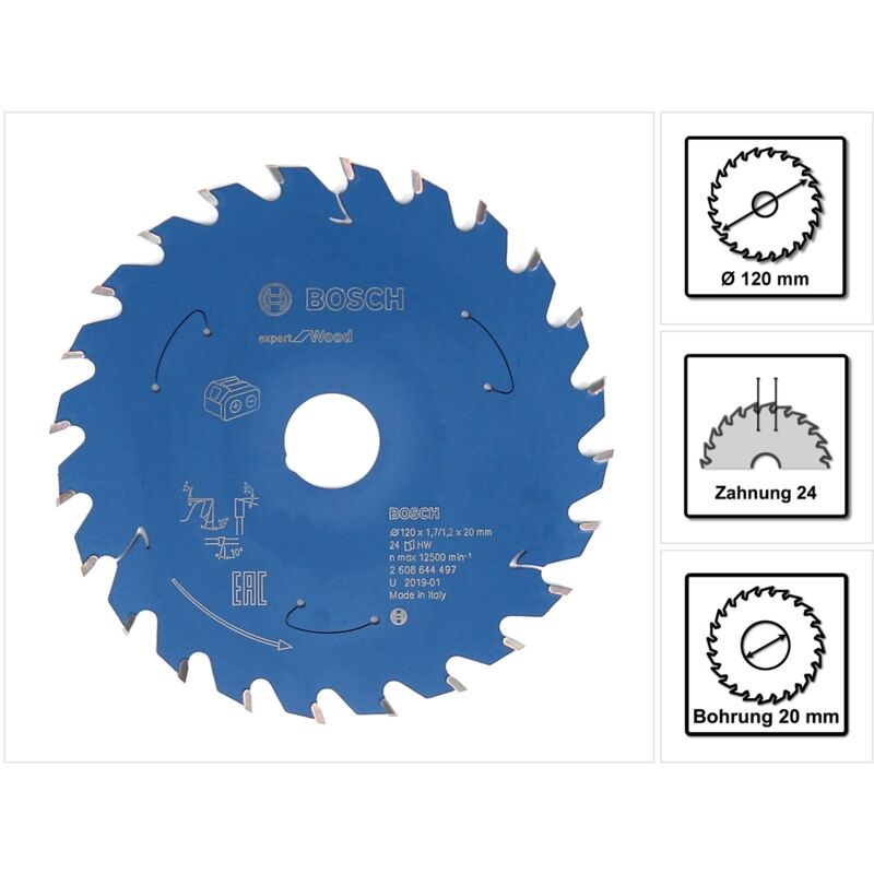 Lama circolare a batteria Expert per legno, 120 x 1,7/1,2 x 20, 24 denti