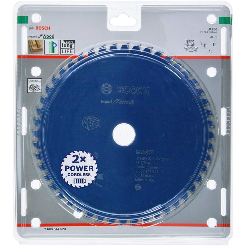 Bosch - Accessories Lama Per Sega Circolare Expert For Wood (Legno, 250 x 30 x 2.1 mm, 48 Denti, Accessorio Per Sega Circolare a Batteria)