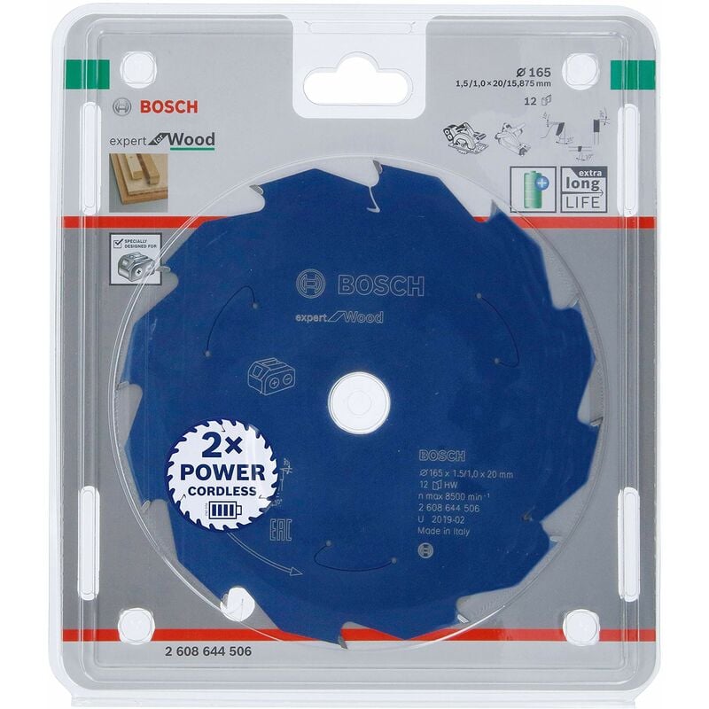 Image of Accessories Lama Per Sega Circolare Expert For Wood (Legno, 165 x 20 x 1.5 mm, 12 Denti, Accessorio Per Sega Circolare a Batteria), 165 mm Diametro