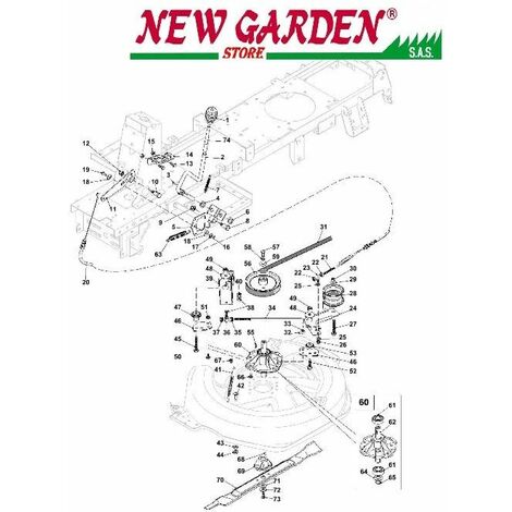 Esploso innesto lama 66cm XE966HDB B&S950 F966Htrattorino rasaerba CASTELGARDEN  70 lama