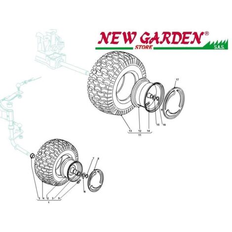 Esploso ruote 102cm XT150 trattorino rasaerba ricambi CASTELGARDEN stiga 2002-13 3 CUSCINETTO