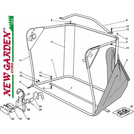 Esploso sacco 72cm XF130 trattorino rasaerba CASTELGARDEN 2002-2013 ricambi