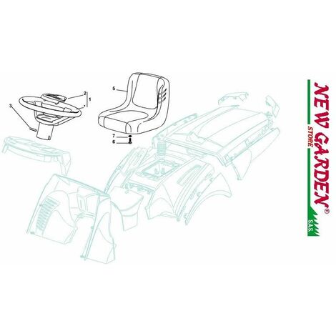 Esploso sedile e volante 102cm XT150HD trattorino rasaerba CASTELGARDEN 2002-13 6 VITE