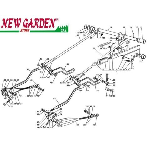 Esploso sollevamento piatto taglio 122cm XX220HD trattorino rasaerbaCASTELGARDEN 31 FULCRO LEVA