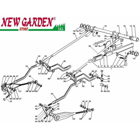 Esploso sollevamento piatto taglio 122cm XX220HD trattorino rasaerbaCASTELGARDEN 32 FULCRO