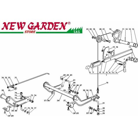 Esploso sollevamento piatto taglio trattorino rasaerba 98cm XL140 CASTELGARDEN 24 ASSE