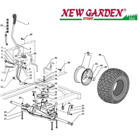 Esploso trasmissione trattorino SD98 XD150 CASTELGARDEN 2002-2013 ricambi 46 CERCHIO RUOTA