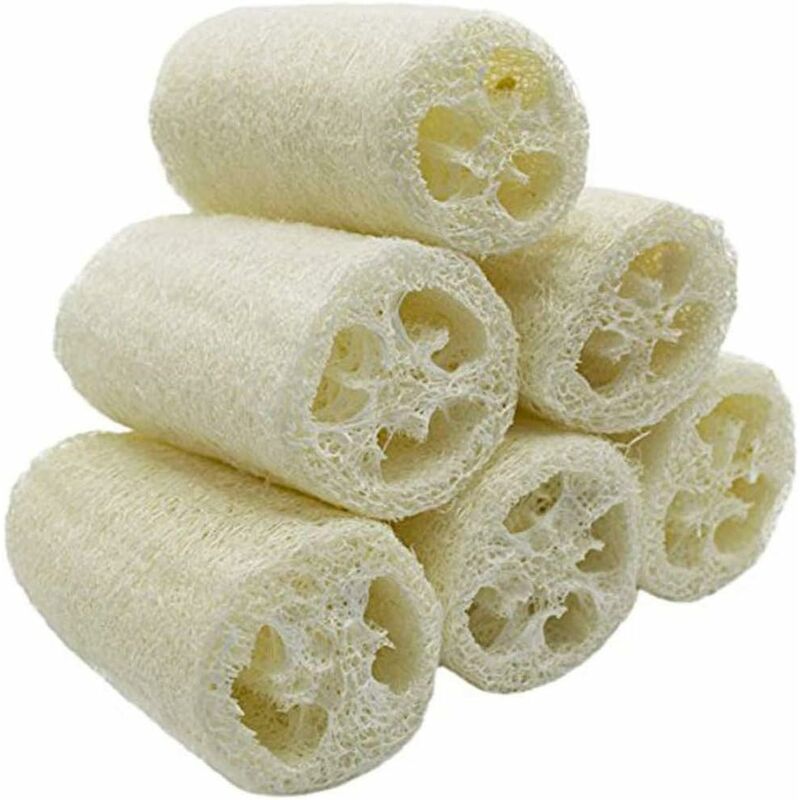 

Esponja de lufa natural, 6 piezas, de alta calidad, pelable, fregadora, para gel de baño, también apta para la limpieza doméstica, para limpiar la