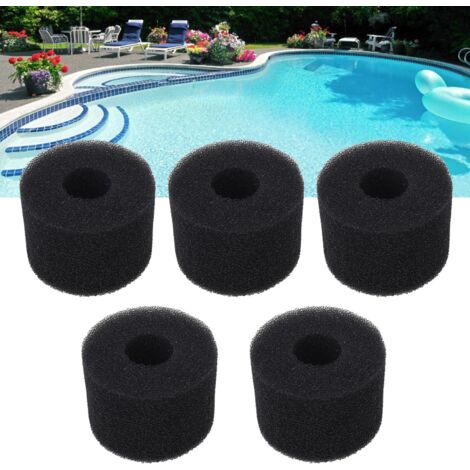 Esponja filtrante para bomba de piscina – Cilindro de PU negro reutilizable y lavable – 5 unidades – Filtración de alto rendimiento