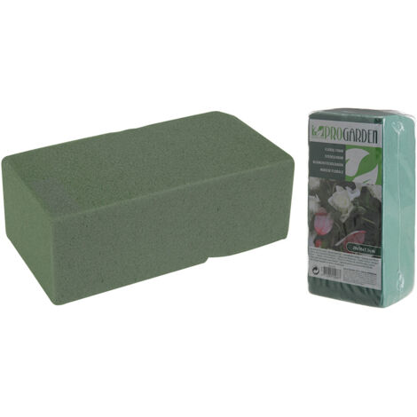 Esponja floral verde húmeda de 20 x 10 cm.