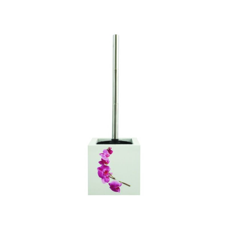 

M S V - MSV Escobilla de baño con soporte MDF & Acero Inoxidable Lanyu Blanco & Rosa - Blanco & Rosa