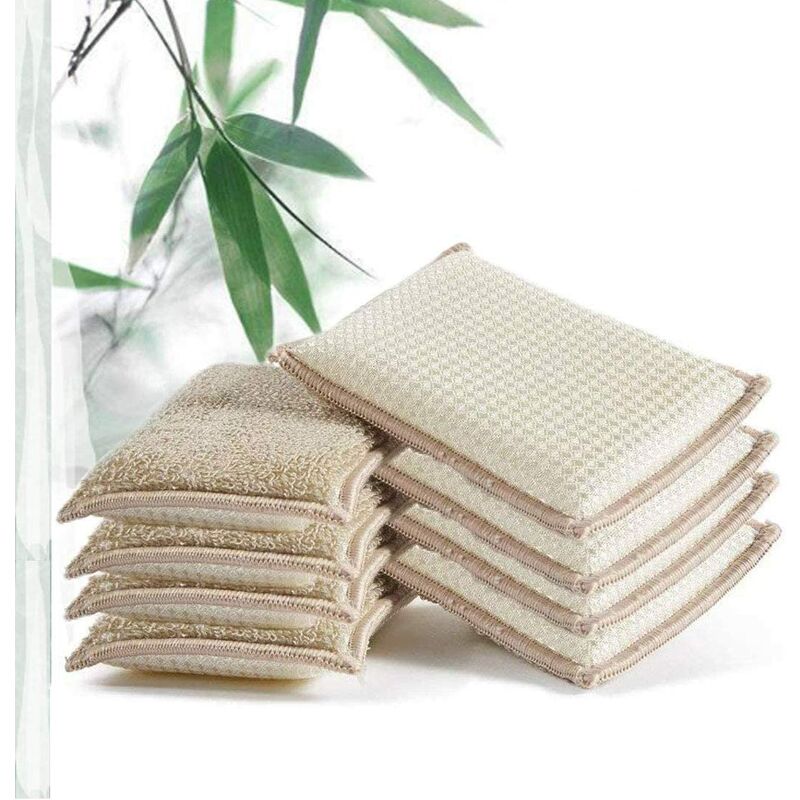 Esponjas antibacterianas para raspar, 12 Uds., almohadillas de microfibra, cepillo