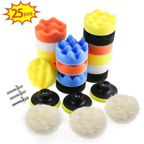 Esponjas para pulir coches ZVD-25 piezas, 80 mm (3 pulgadas), kit de pulido con adaptador de taladro M10