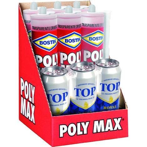 ESPOSITORE ADESIVO SIGILLANTE UNIVERSALE 'POLY MAX' ORIGINAL EXPRESS 6 pz da gr 500 con 3 birre da 500 ml omaggio - BOSTIK
