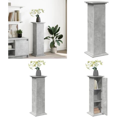 Espositore con Portaoggetti Grigio Cemento 31x30x90 Truciolato - Portaoggetti - Truciolato