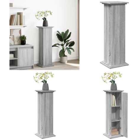 Espositore con Portaoggetti Grigio Sonoma 31x30x90cm Truciolato - Mobile con portaoggetti - Truciolato