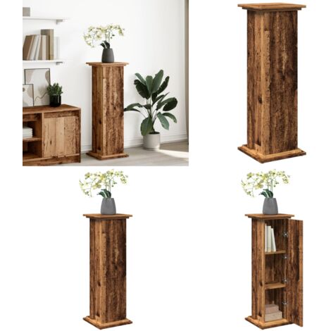 Espositore con Portaoggetti Legno Antico 31x30x90 cm Truciolato - Espositore in truciolato - Mobile con ante