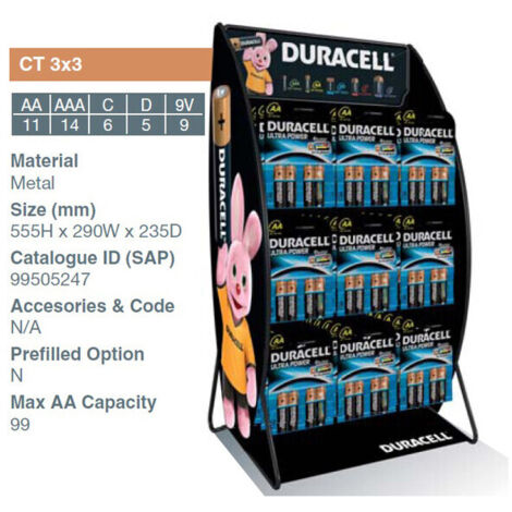 ESPOSITORE DA BANCO DURACELL 9 GANCI- 1,0 pz