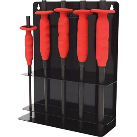 Espositore di 5 supporti per assi bruniti con manico di protezione, da 6-8-10-12-14 mm