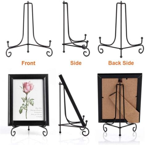 Espositore in ferro, 4 pezzi, portapiatti a cavalletto, portapiatti decorativo in metallo da 4 pollici, cornice per espositore a cavalletto per piatti, libri, foto, stoviglie