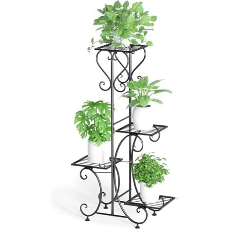 ML-Design Set 2 Supporti per Piante Altezze Diverse 21x50 / 21x70 cm  Supporto Fioriera in Metallo Design Moderno Vasi Fiori Resistente alle  Intemperie e Robusto da Interno Esterno Base Angolare Nero 