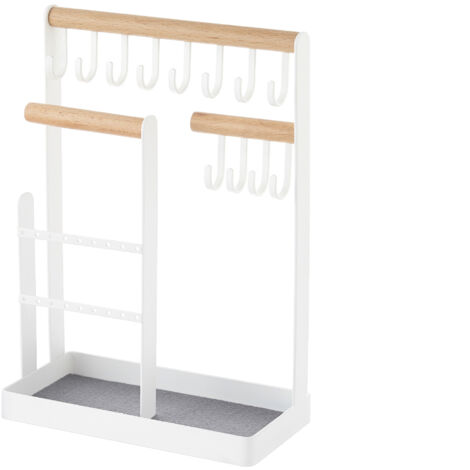 Espositore per gioielli, albero portagioie, con base portaoggetti, portagioie, scaffale portaoggetti per collane, bracciali, anelli - Bianco