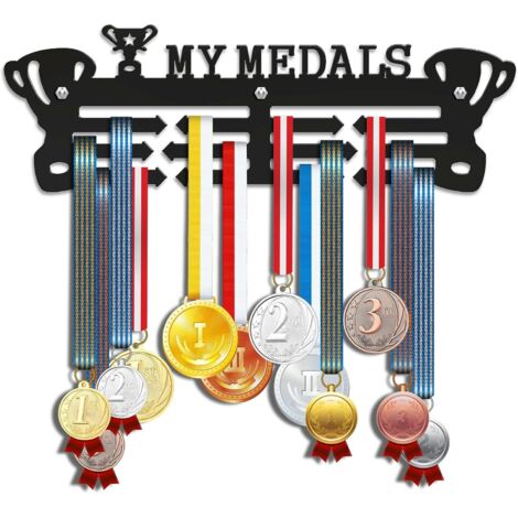 Espositore per medaglie, espositore per medaglie alla moda lungo 30 cm, cornice da parete in ferro My Medals, espositore per ginnastica, calcio, softball