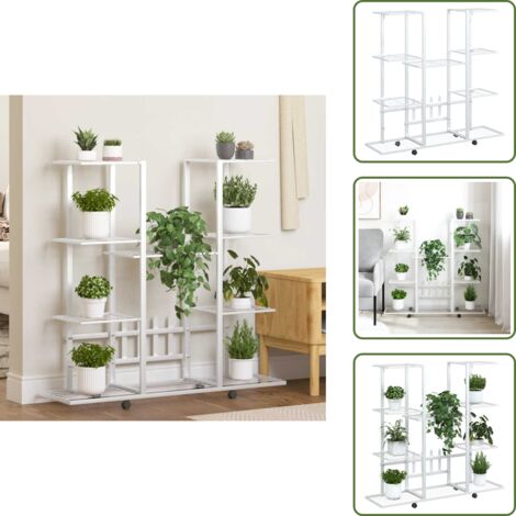 Espositore - vidaXL Portafiori con Ruote 94,5x24,5x91,5 cm Ferro Bianco - Ripiano portaoggetti