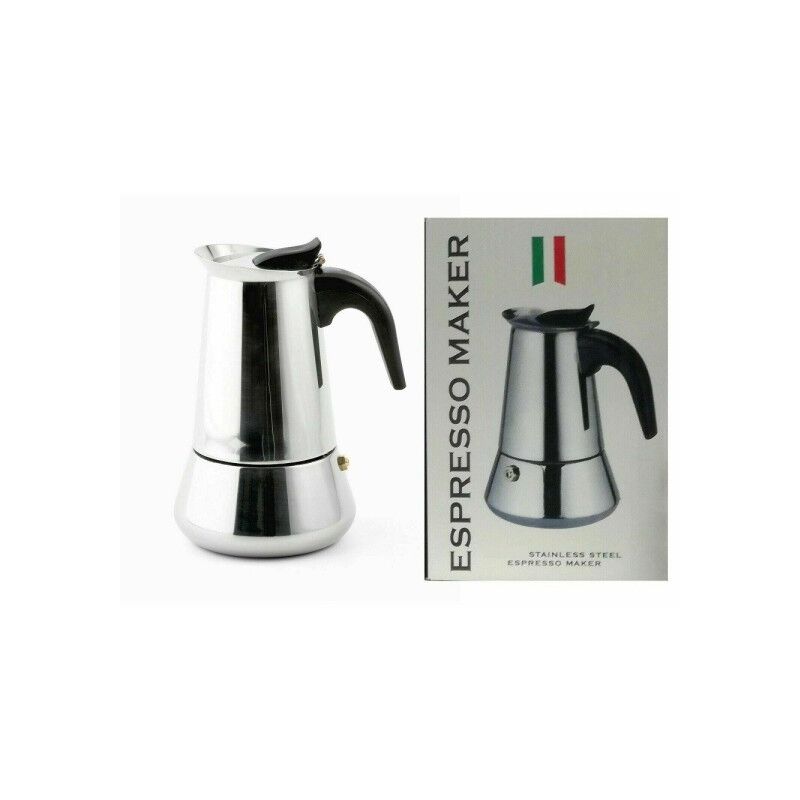 Image of Trade Shop - Espresso Maker Caffettiera Moka Macchinetta Caffè 2 Tazze Acciaio Inox