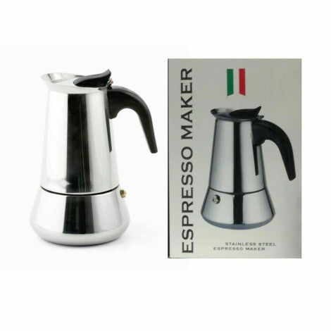 Espresso Maker Caffettiera Moka Macchinetta Caffè 2 Tazze Acciaio Inox
