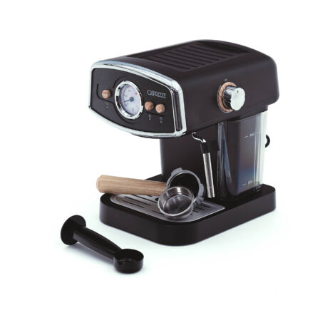 Espressomaschine Halbautomatisch Caprizze Kai 1050 W 15 Bar bis zu 5 Tassen Kafee mit Dampfgarer Farbe Mattschwarz